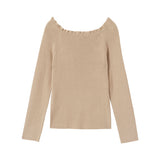 2WAYオフショルフリルリブニットトップス