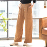 フロントボタンコーデュロイワイドパンツ
