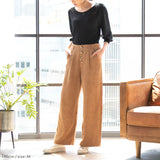 フロントボタンコーデュロイワイドパンツ
