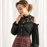 チェック柄レースプチハイフリルドッキングワンピース