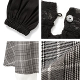 チェック柄レースプチハイフリルドッキングワンピース