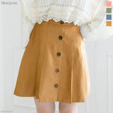 フェイクスエードフロントボタンプリーツフレアスカート