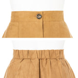 フェイクスエードフロントボタンプリーツフレアスカート