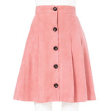 フェイクスエードフロントボタンプリーツフレアスカート