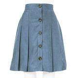 フェイクスエードフロントボタンプリーツフレアスカート