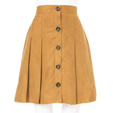 フェイクスエードフロントボタンプリーツフレアスカート