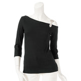 キラキラベルト付ワンショルリブカットソートップス