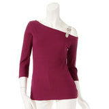 キラキラベルト付ワンショルリブカットソートップス