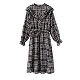 スタンドカラーフリルワンピース