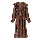 スタンドカラーフリルワンピース