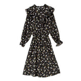 スタンドカラーフリルワンピース