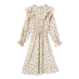 スタンドカラーフリルワンピース