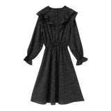 スタンドカラーフリルワンピース