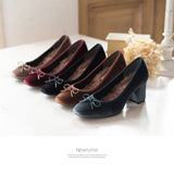 ヒールアップスクエアトゥファーパンプス