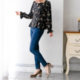 ヒールアップスクエアトゥファーパンプス