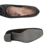 ヒールアップスクエアトゥファーパンプス