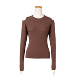 ショルダースリットリブニットトップス