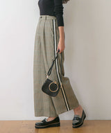 サイドラインチェック柄ワイドパンツ