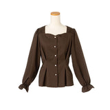 デザインボタンブラウス