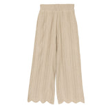 裾スカラップケーブルニットパンツ