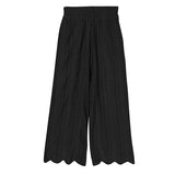 裾スカラップケーブルニットパンツ