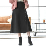 フェイクウールボタンアシメラップスカート