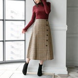 フェイクウールボタンアシメラップスカート