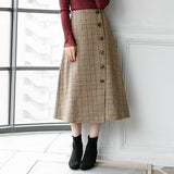 フェイクウールボタンアシメラップスカート