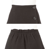 フェイクウールボタンアシメラップスカート