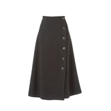 フェイクウールボタンアシメラップスカート