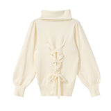 バックレースアップニット