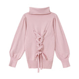 バックレースアップニット