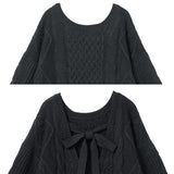 バックシャンケーブルニットトップス