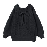 バックシャンケーブルニットトップス