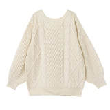 バックシャンケーブルニットトップス