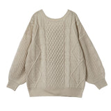 バックシャンケーブルニットトップス