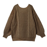 バックシャンケーブルニットトップス