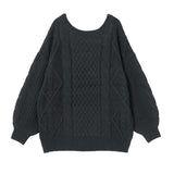 バックシャンケーブルニットトップス