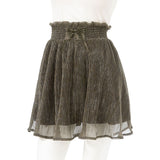ウエストレースアップラメプリーツミニフレアスカート