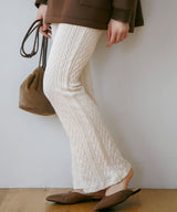 ケーブル柄ニットフレアーパンツ