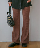 ケーブル柄ニットフレアーパンツ