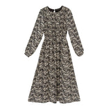 小花柄シャーリングロングワンピース