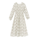 小花柄シャーリングロングワンピース