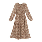 小花柄シャーリングロングワンピース