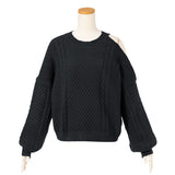 ケーブルゆるワンショルニットトップス