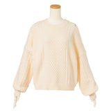 ケーブルゆるワンショルニットトップス