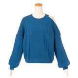 ケーブルゆるワンショルニットトップス