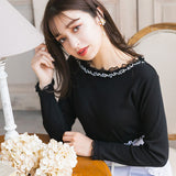 【メール便】ビジューレースリブトップス