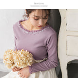 【メール便】ビジューレースリブトップス