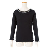 【メール便】ビジューレースリブトップス